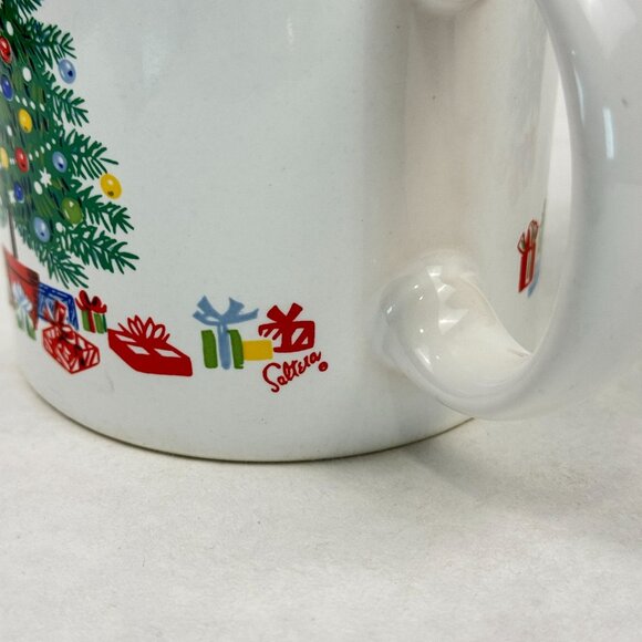 Set Of 2 Vintage Christmas Tree Mugs Himark Japan 12 oz White Red Ceramic Coffee - Picture 4 of 11